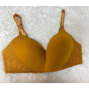 Auden Size 34D The Bliss Mustard Lace Lightly Lined Wire free Bra, 2707